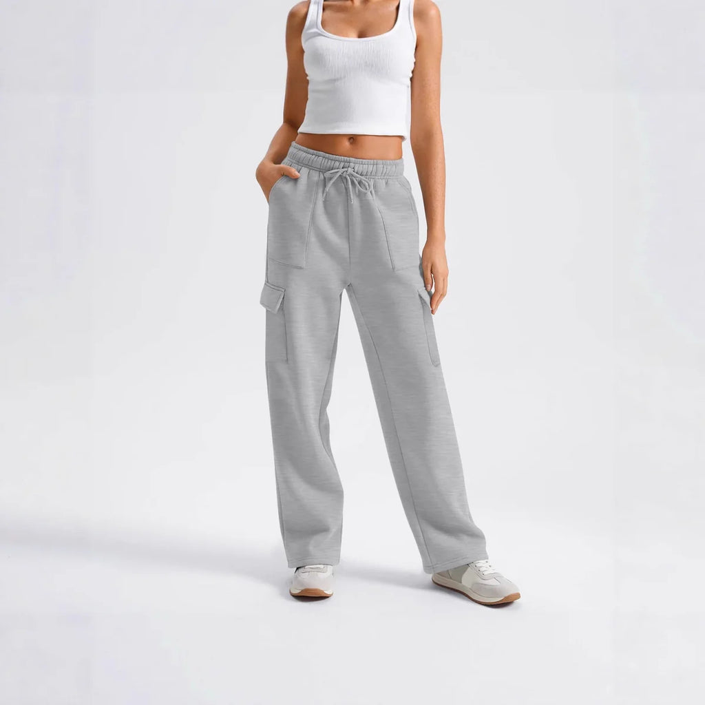 Khaki Cargo Pants – Drawstring Waist Wide Leg