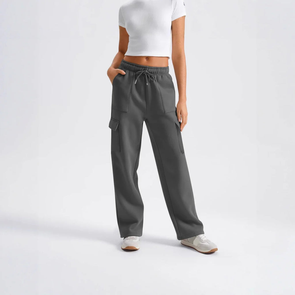 Khaki Cargo Pants – Drawstring Waist Wide Leg
