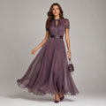 Lace Trim Chiffon Maxi Dress