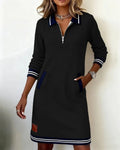 Long Sleeve Knit Dress with Collar