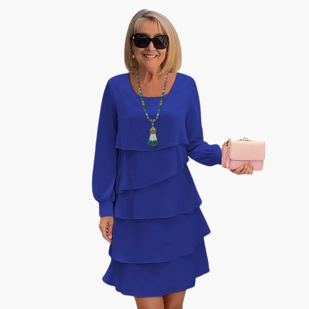 Long Sleeve Layered Ruffle Dress
