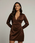 Long Sleeve Wrap Mini Dress with Collar