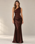 mother of the bride satin maxi dress – Brown
