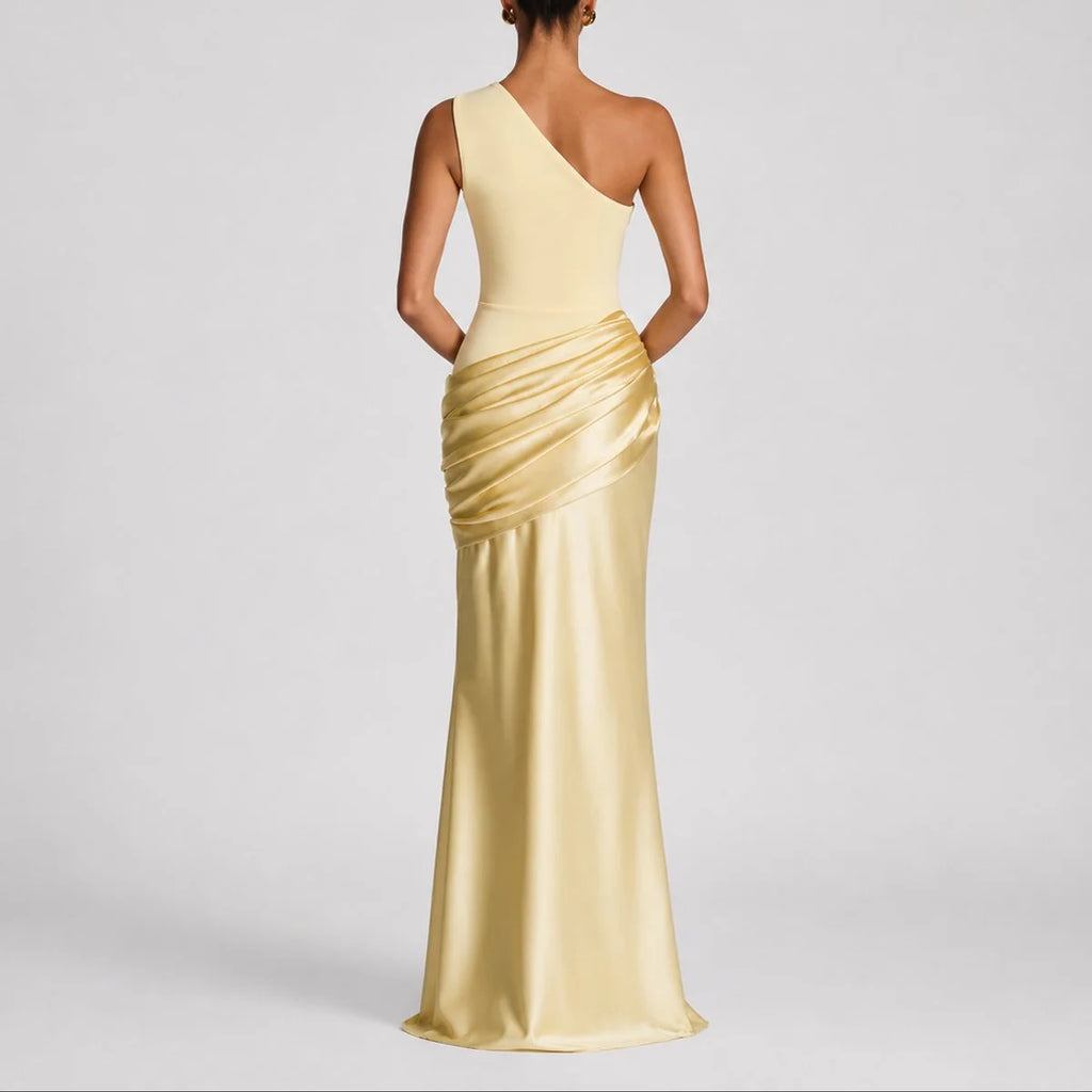 mother of the bride satin maxi dress – Brown