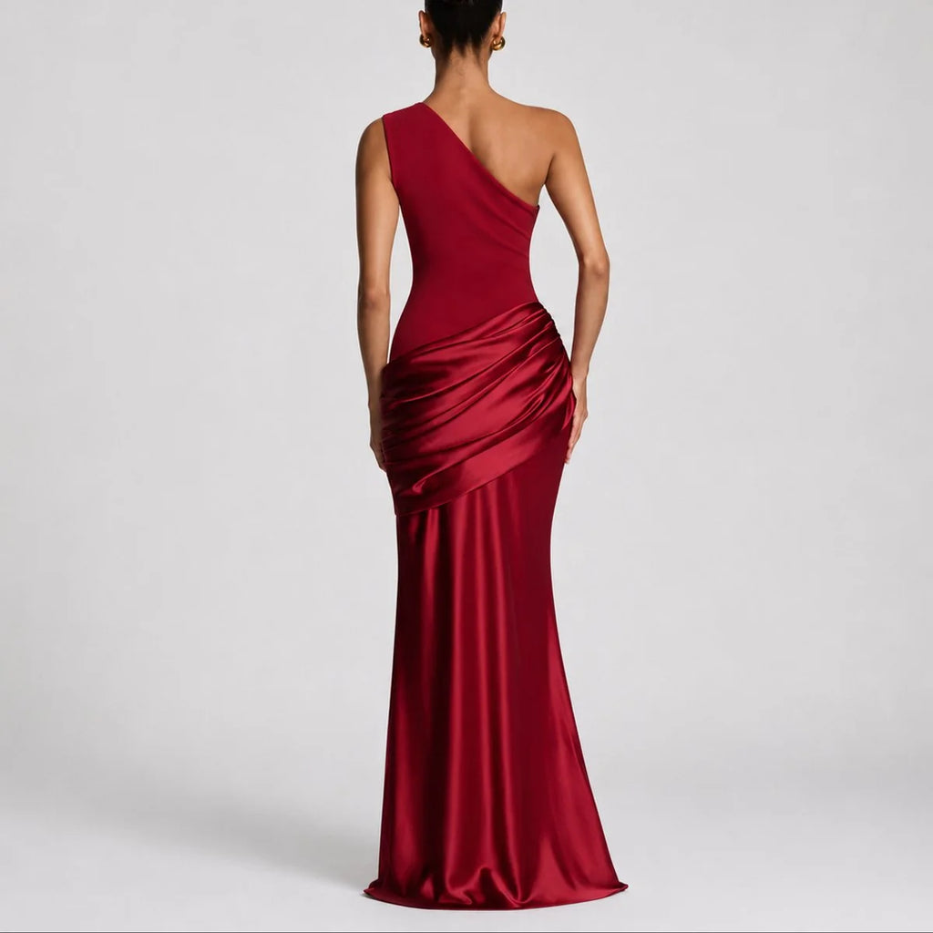 mother of the bride satin maxi dress – Brown