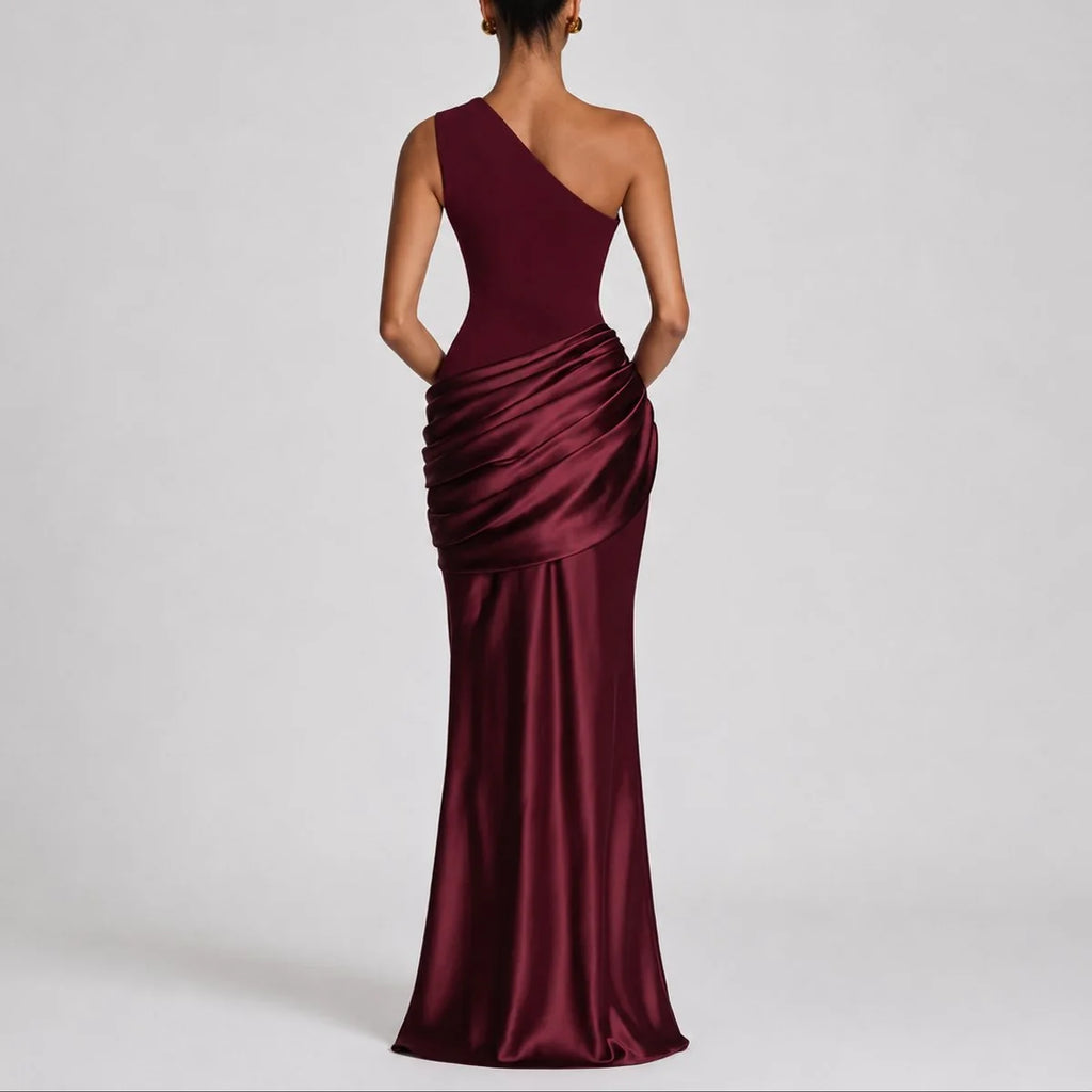 mother of the bride satin maxi dress – Brown