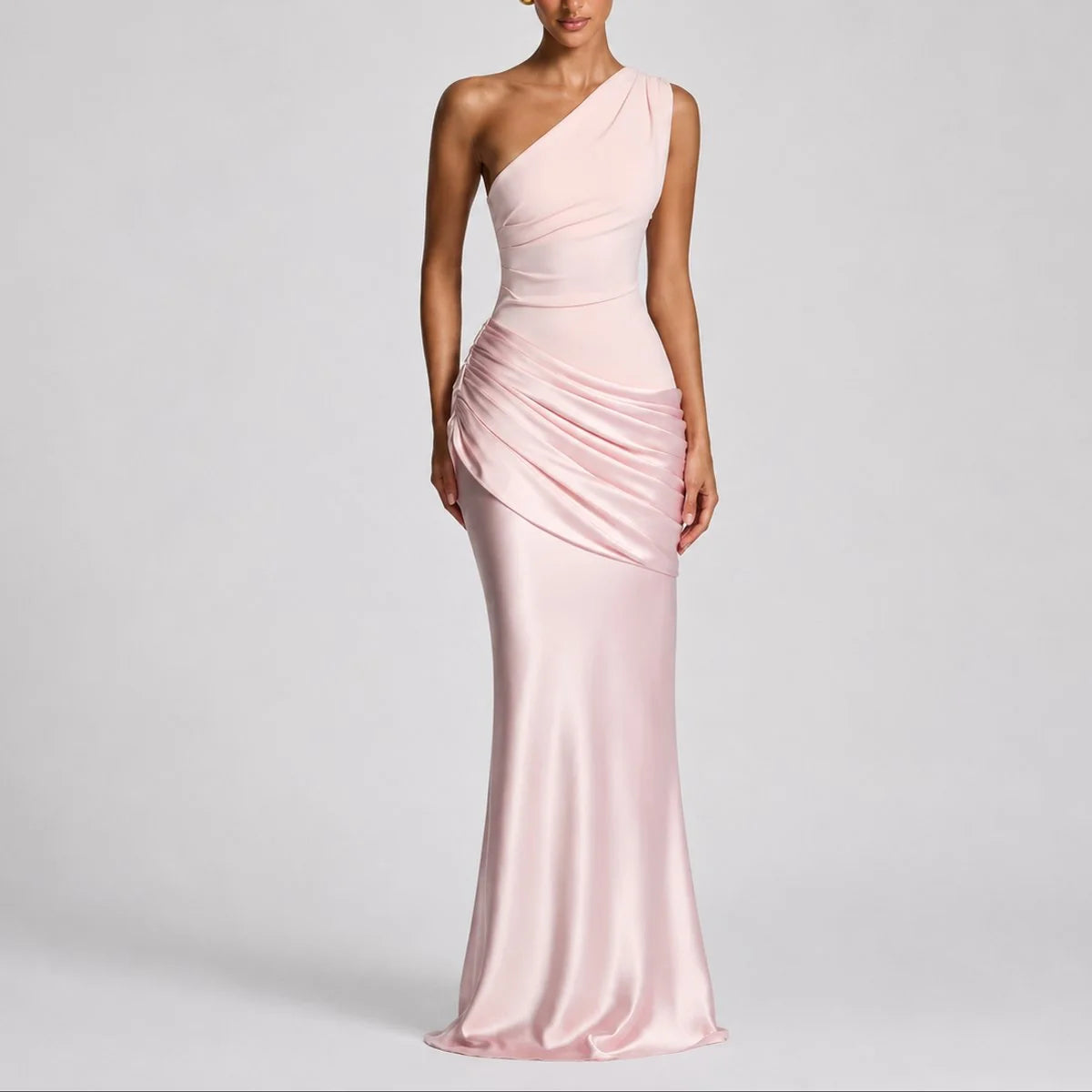 mother of the bride satin maxi dress – Pink