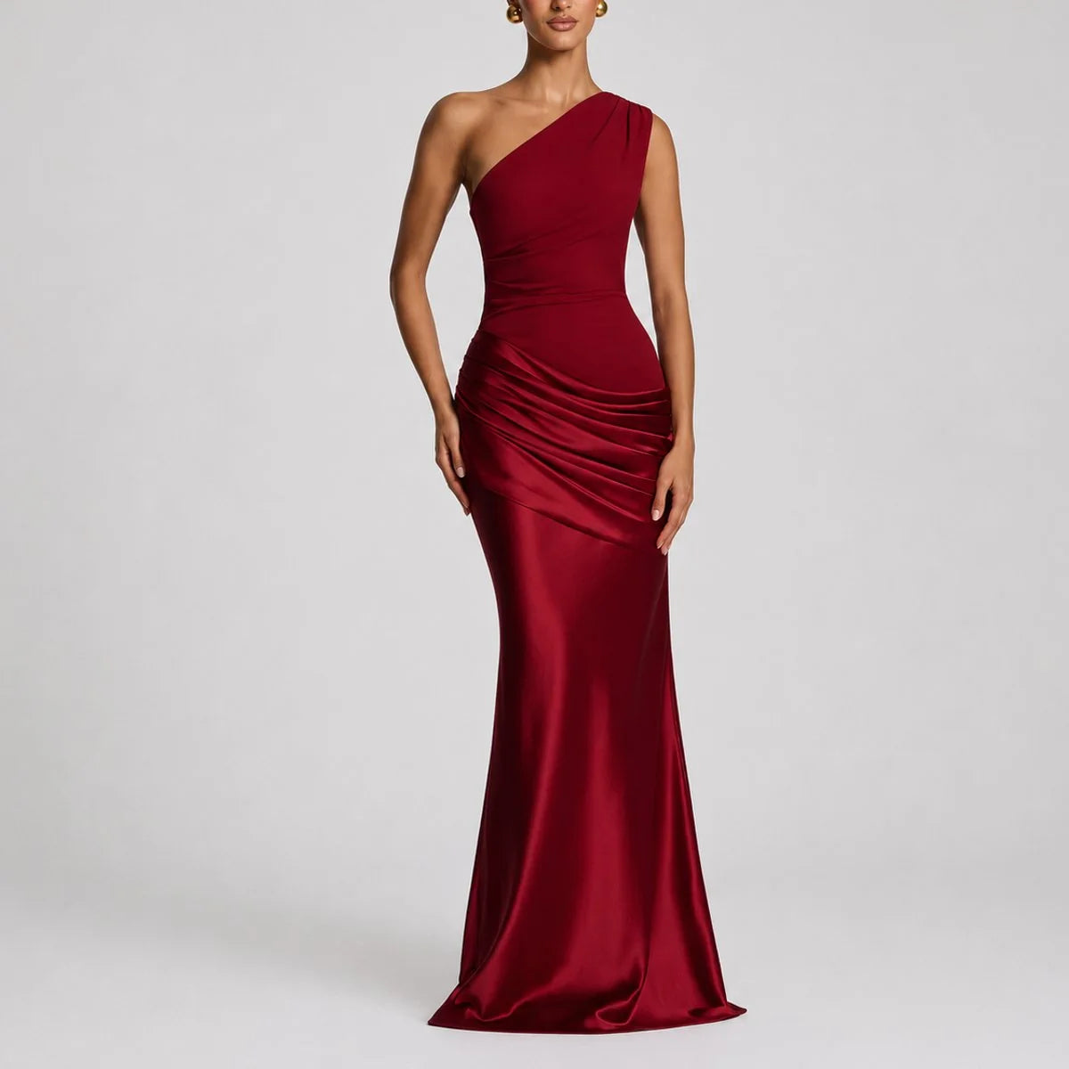 mother of the bride satin maxi dress – Red