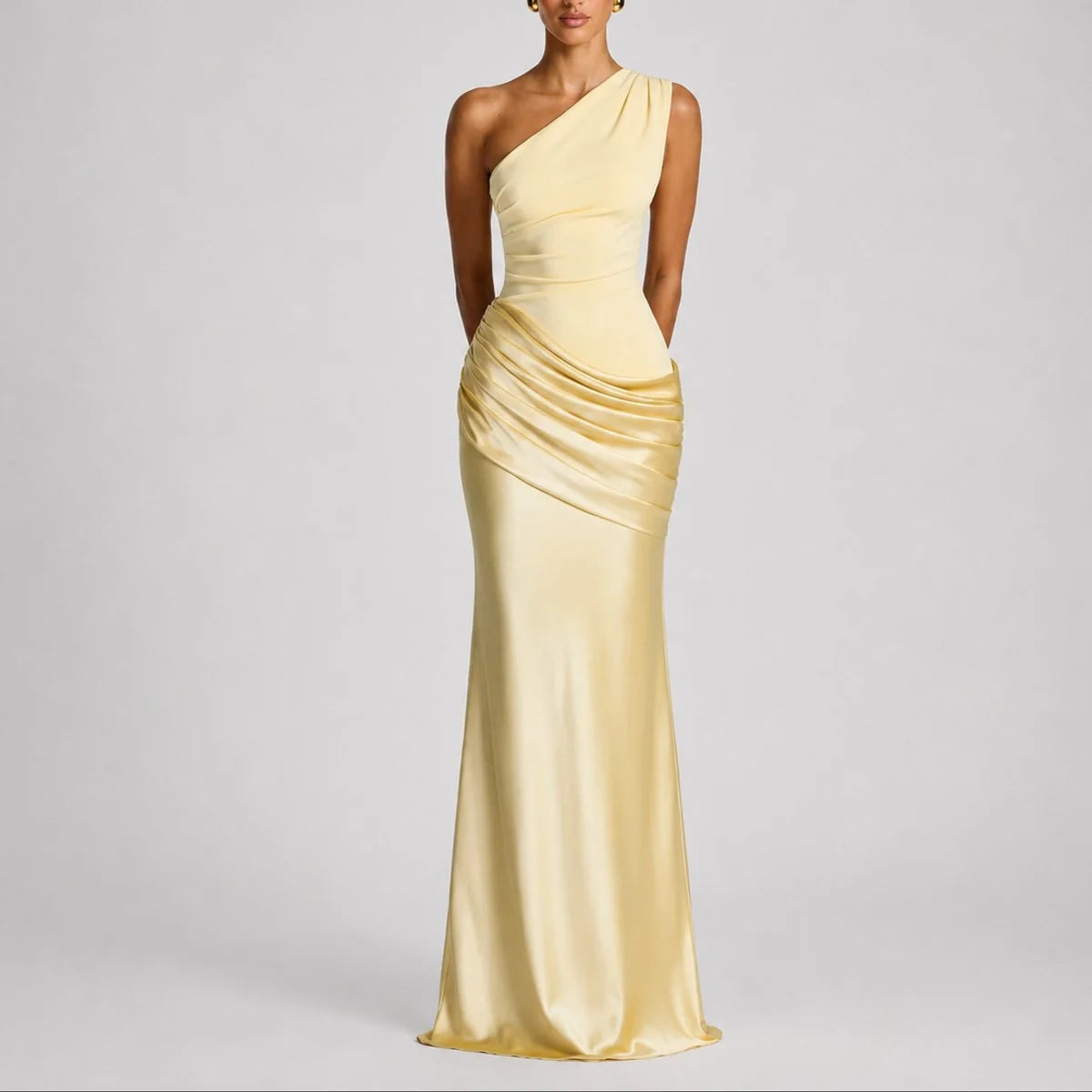 mother of the bride satin maxi dress – Yellow