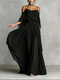 Off Shoulder Chiffon Maxi Dress