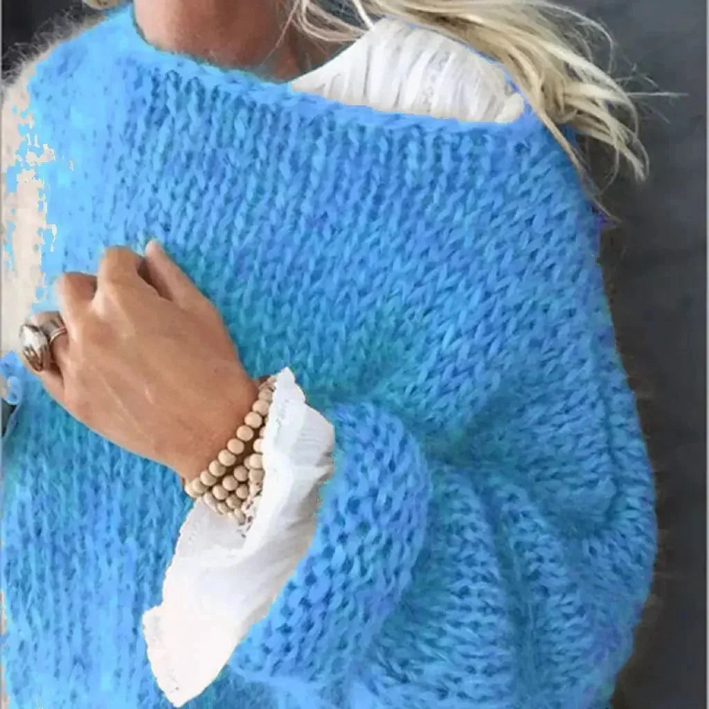 Oversized Chunky Knit Boat Neck Sweater