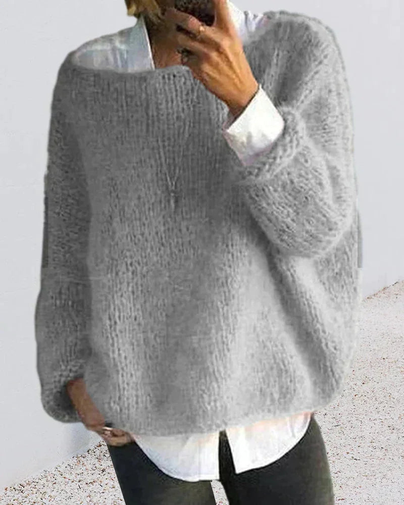 Oversized Chunky Knit Boat Neck Sweater