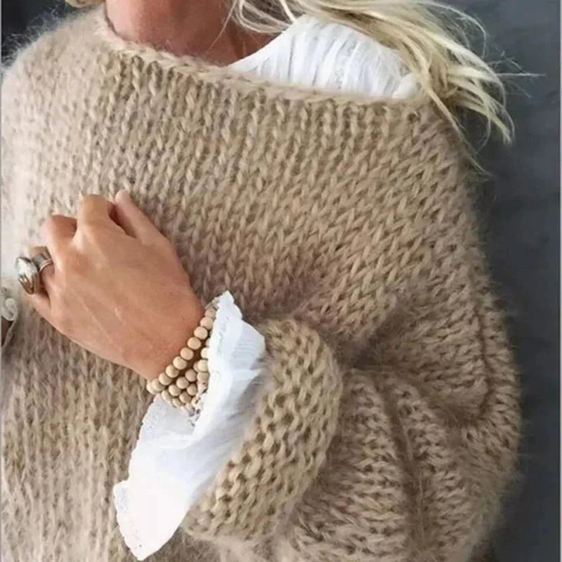 Oversized Chunky Knit Boat Neck Sweater