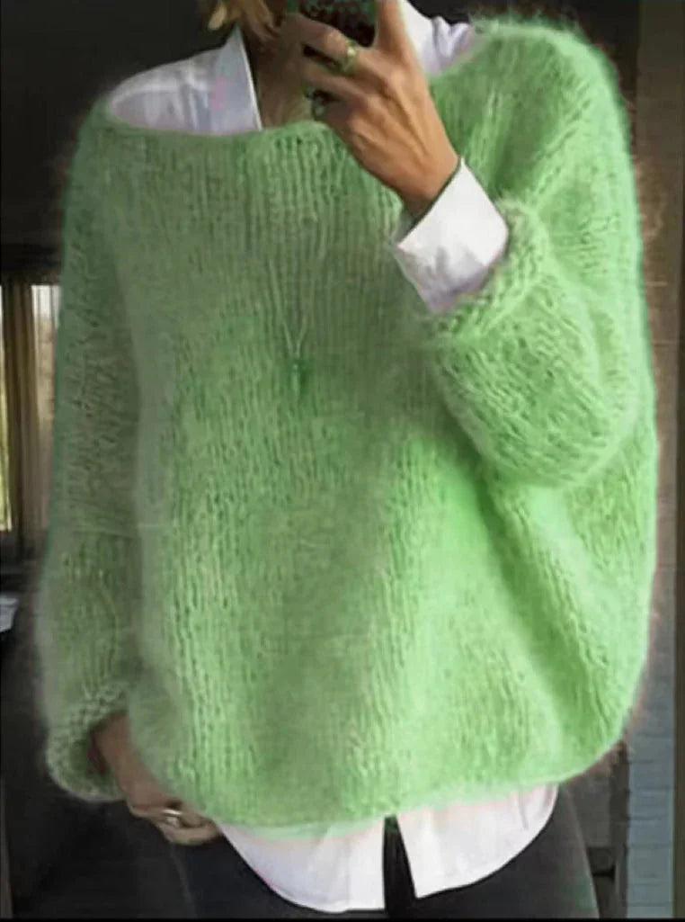 Oversized Chunky Knit Boat Neck Sweater