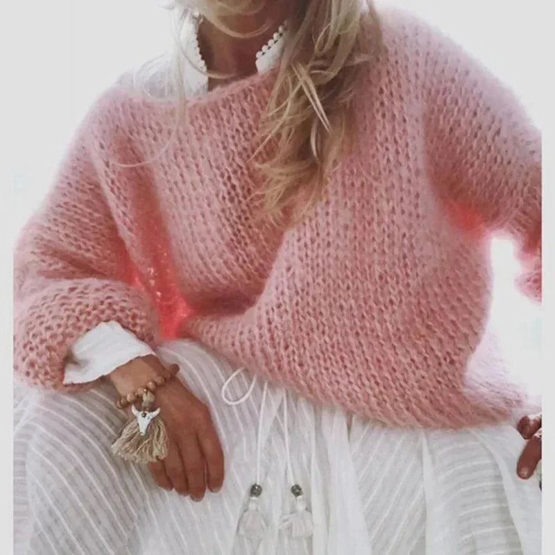 Oversized Chunky Knit Boat Neck Sweater
