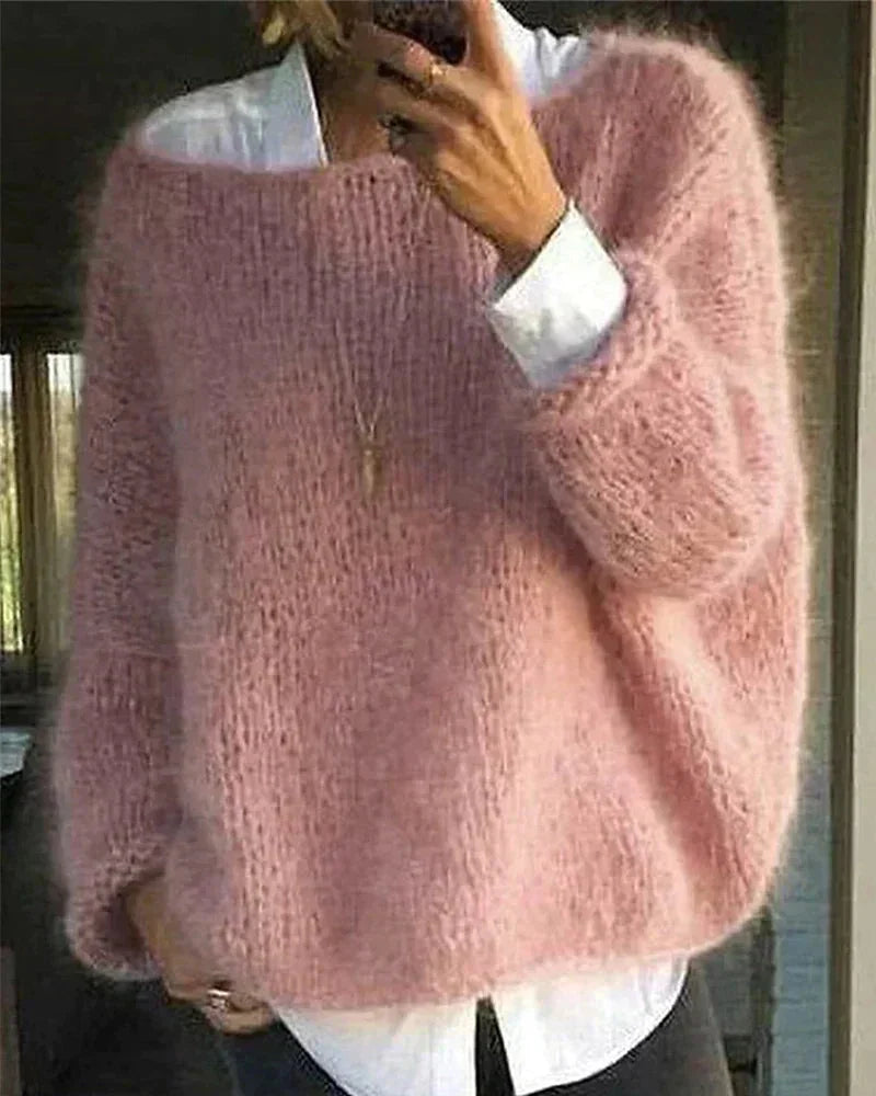 Oversized Chunky Knit Boat Neck Sweater