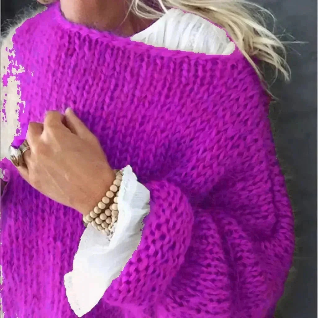 Oversized Chunky Knit Boat Neck Sweater