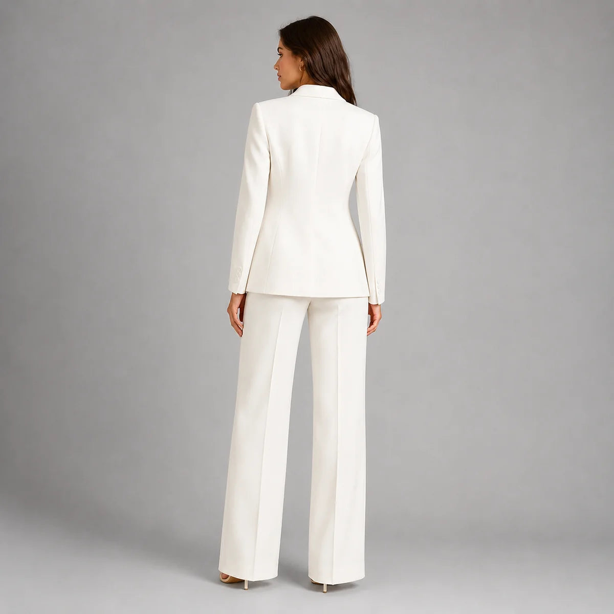 Pant Suit for Women with Tailored Blazer and Wide Leg Pants