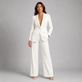 Pant Suit for Women with Tailored Blazer and Wide Leg Pants