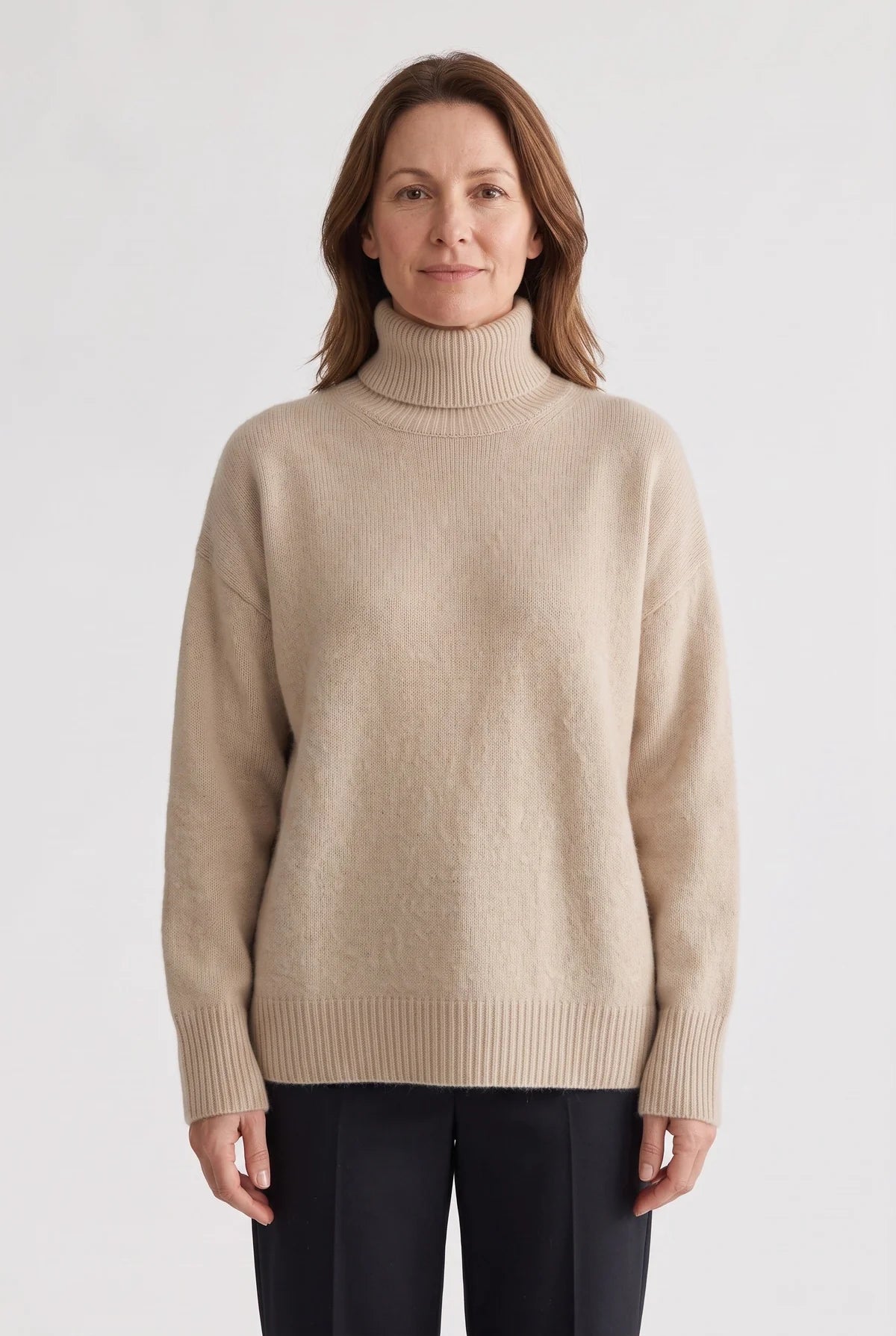 Saskia Oversized Turtleneck Sweater for Women - Roll Neck Ribbed Knit