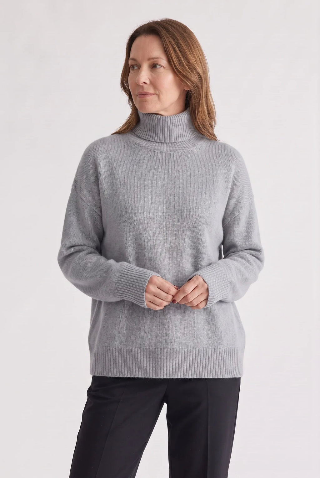 Saskia Oversized Turtleneck Sweater for Women - Roll Neck Ribbed Knit