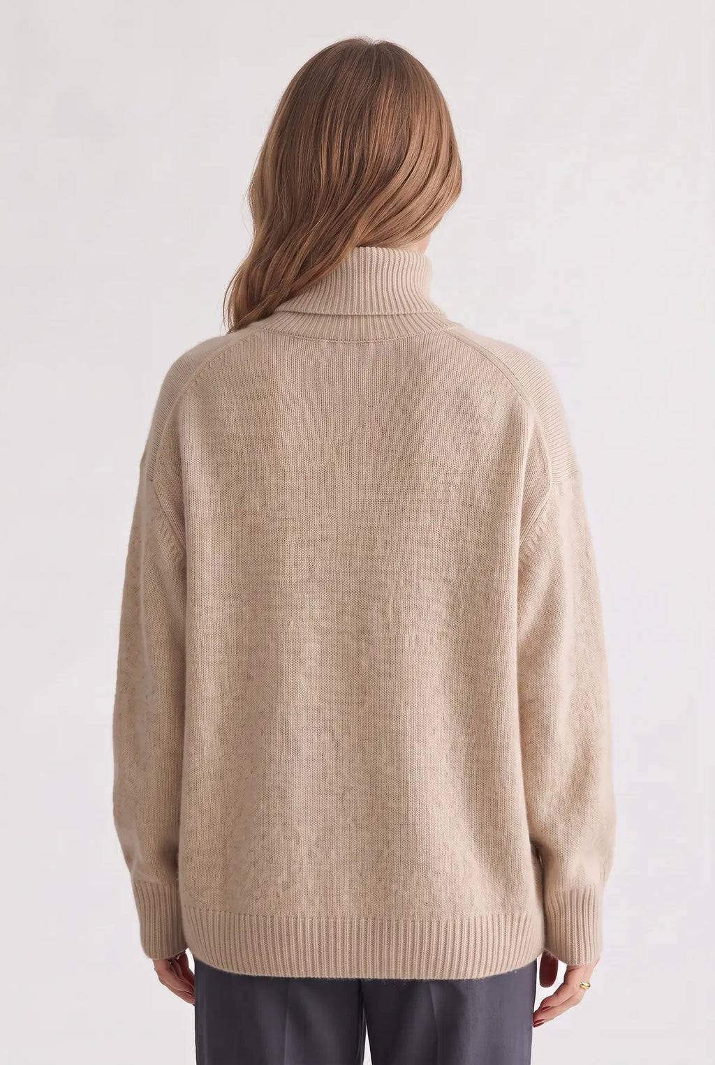Saskia Oversized Turtleneck Sweater for Women - Roll Neck Ribbed Knit