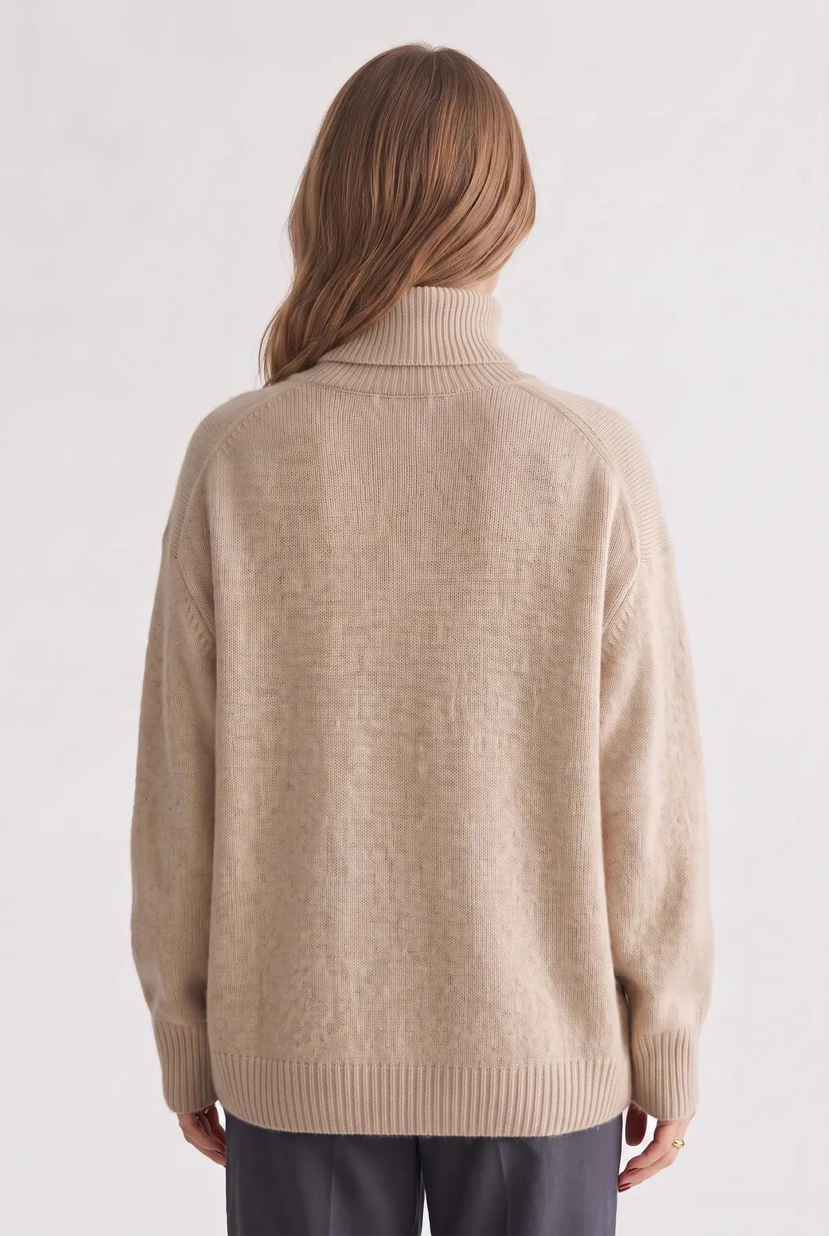 Saskia Oversized Turtleneck Sweater for Women - Roll Neck Ribbed Knit
