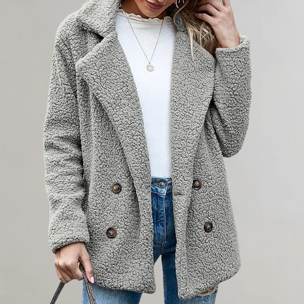 Statement Blazer – Caramel Double-Breasted Teddy