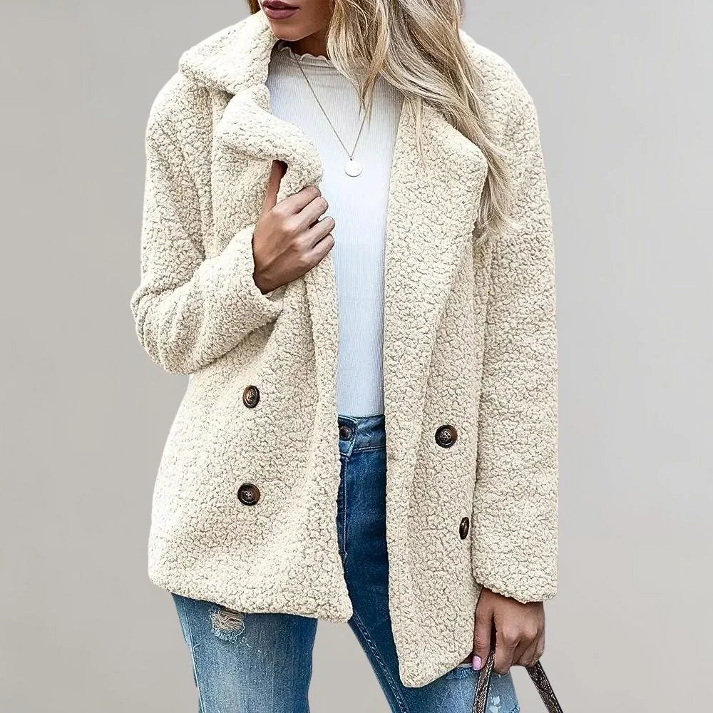 Statement Blazer – Caramel Double-Breasted Teddy