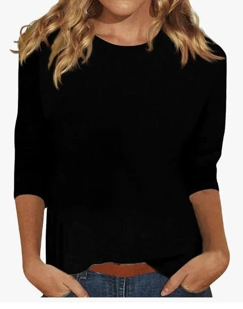 Three Quarter Sleeve Crew Neck Top
