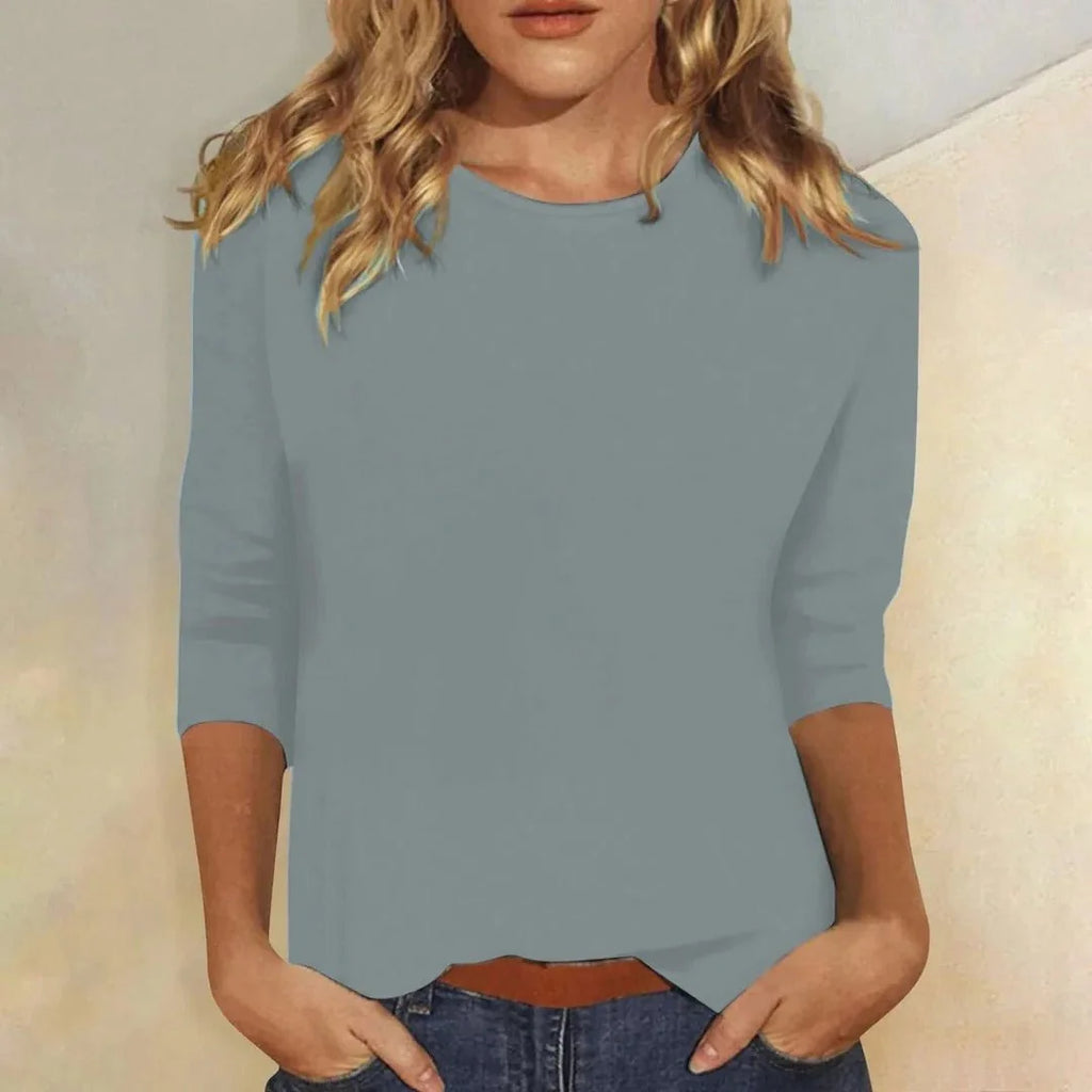 Three Quarter Sleeve Crew Neck Top