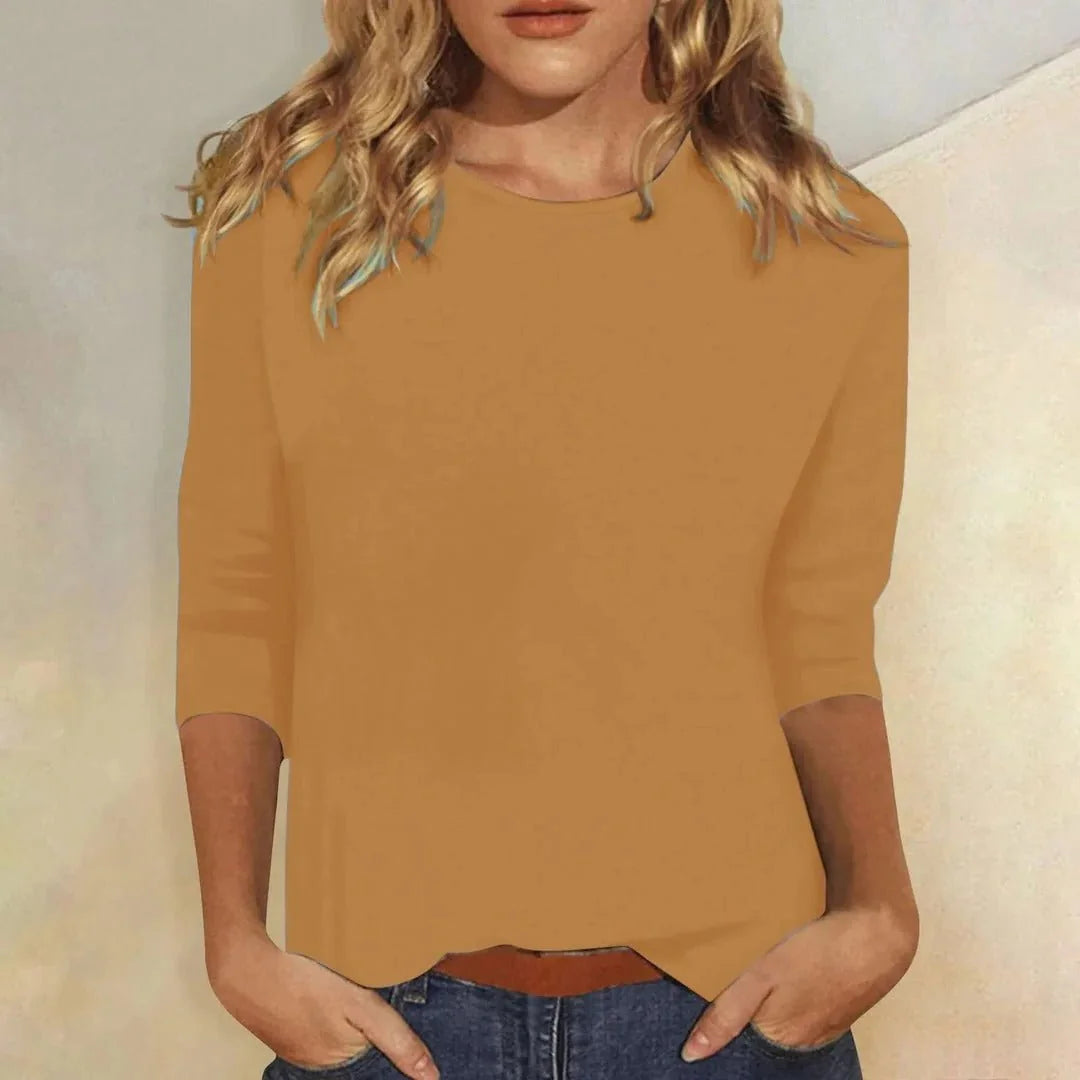 Three Quarter Sleeve Crew Neck Top