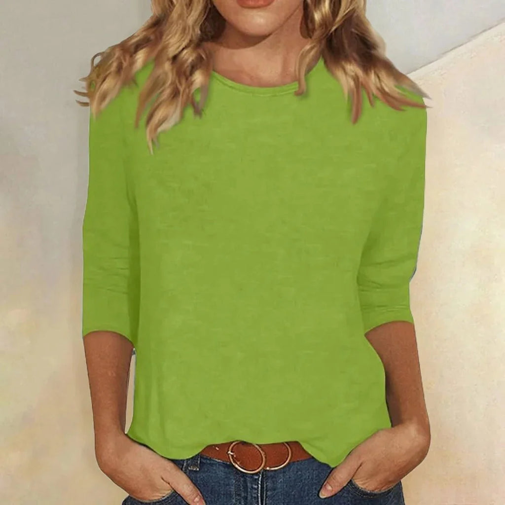Three Quarter Sleeve Crew Neck Top