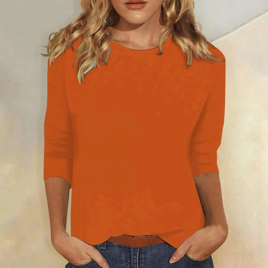 Three Quarter Sleeve Crew Neck Top