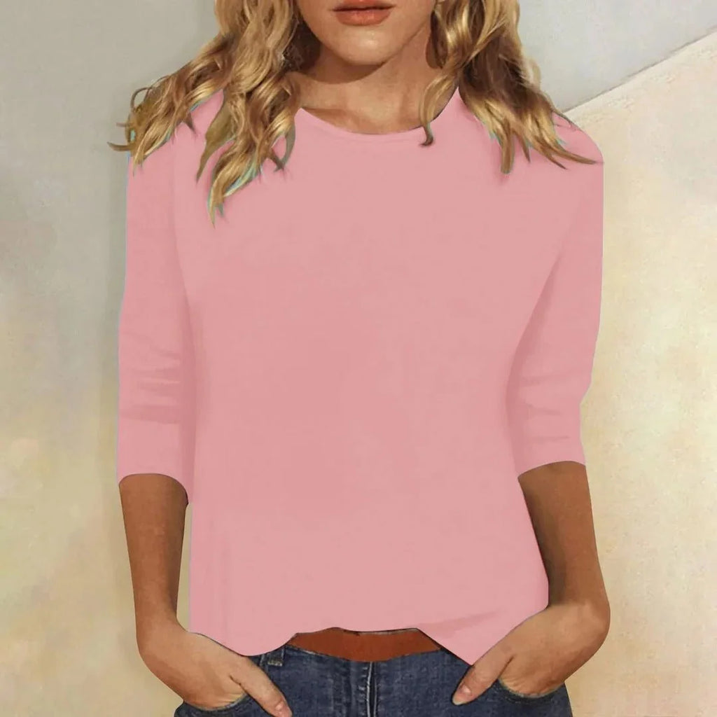 Three Quarter Sleeve Crew Neck Top