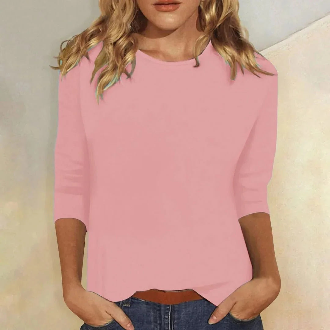 Three Quarter Sleeve Crew Neck Top