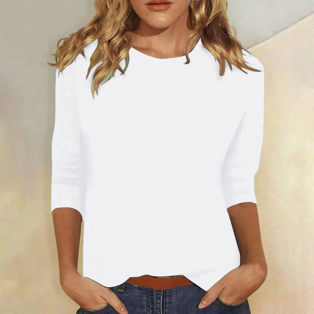 Three Quarter Sleeve Crew Neck Top