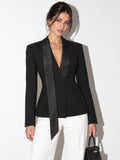 Valentina Tuxedo Blazer with Satin Tie Long Sleeve