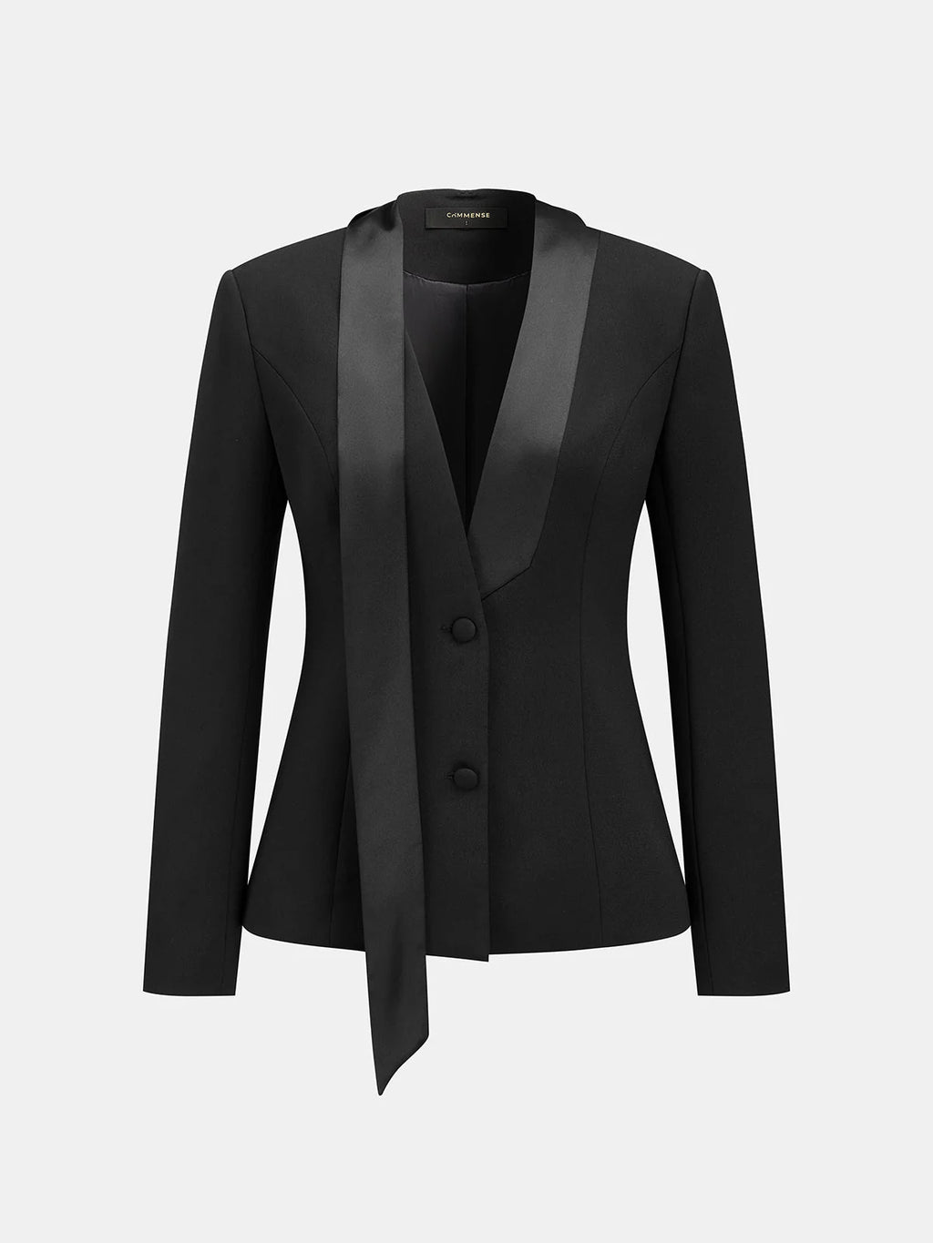 Valentina Tuxedo Blazer with Satin Tie Long Sleeve