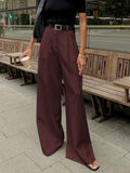 Wide leg pants women – Burgundy Red