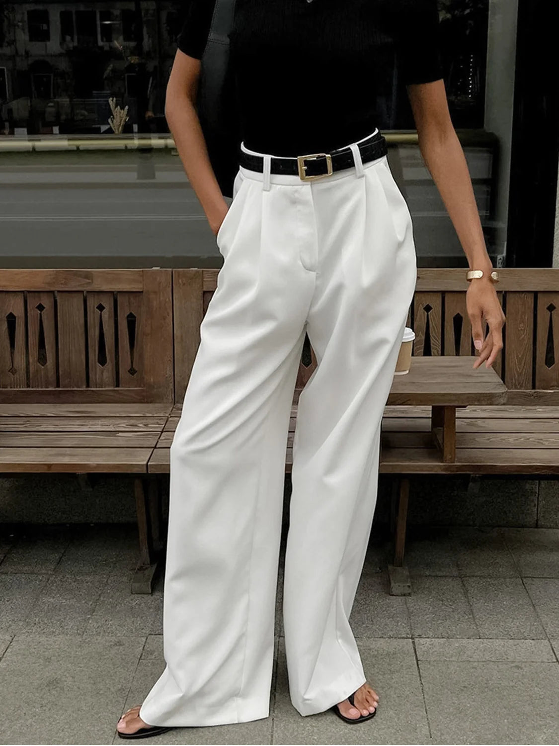Wide leg pants women – Burgundy Red