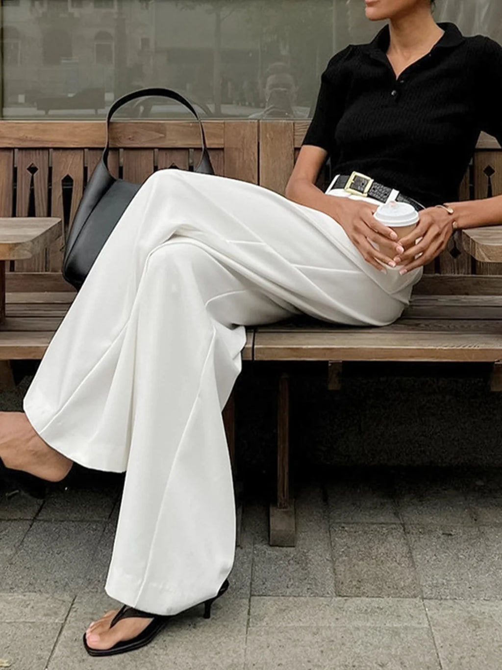 Wide leg pants women – Burgundy Red