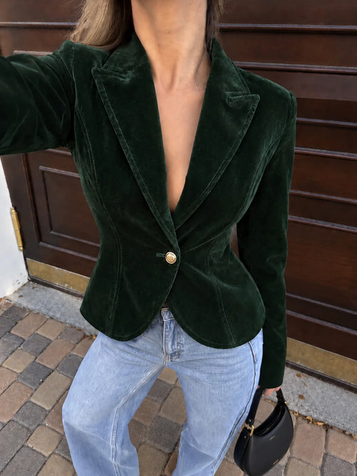 Adelaide Velvet Blazer Fitted Single Button