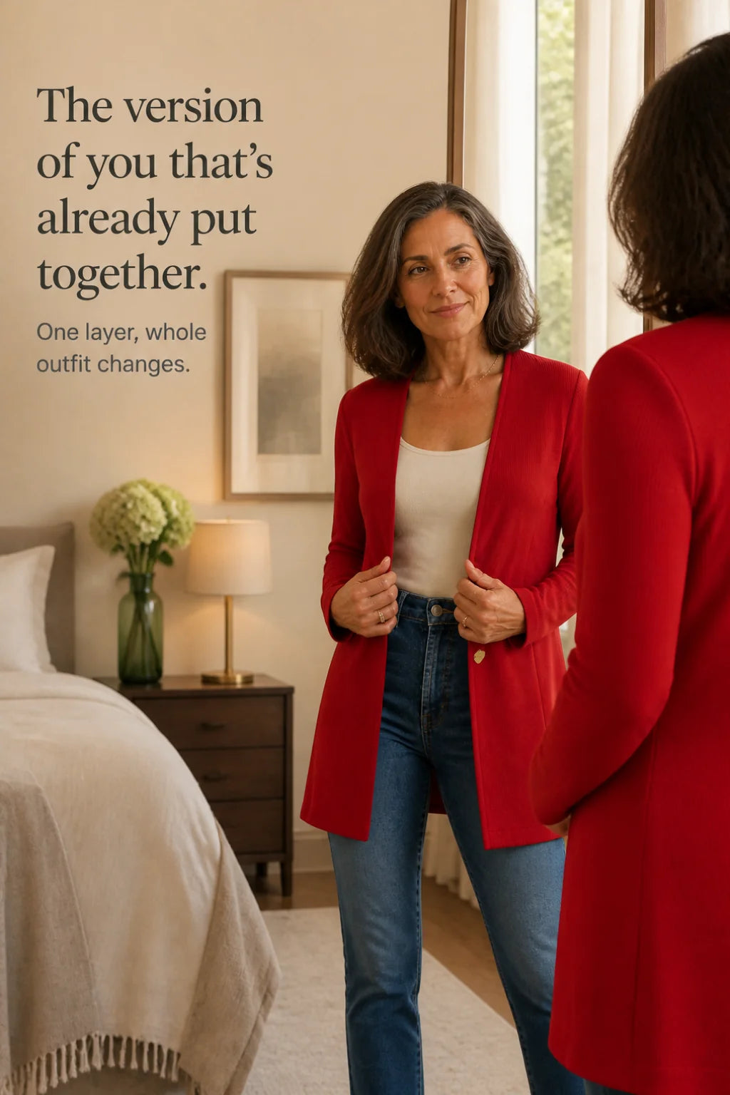 Blazer – Burgundy V-Neck Single-Button A-Line