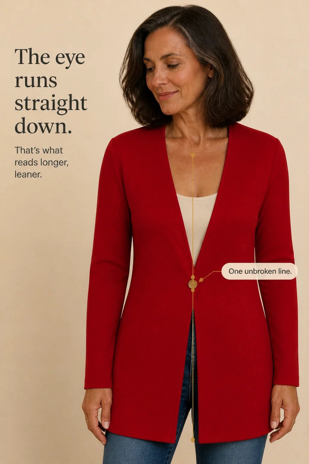 Blazer – Burgundy V-Neck Single-Button A-Line