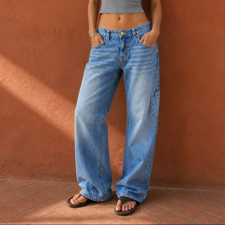 Cargo Pants – Light-Wash Baggy Cargo Jeans