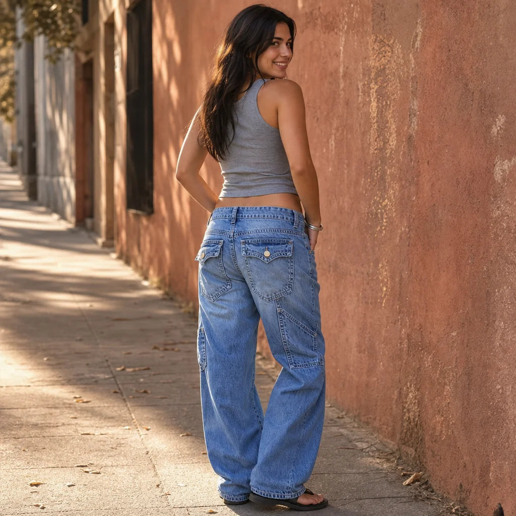 Cargo Pants – Light-Wash Baggy Cargo Jeans