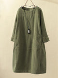 Corduroy Midi Dress Long Sleeve