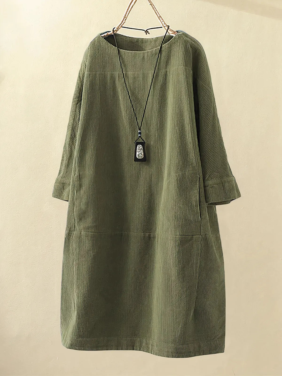 Corduroy Midi Dress Long Sleeve