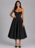 Corset Midi Dress with Full Skirt